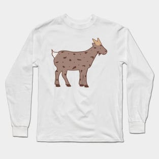 Chocolate Ice Cream Goat (brown background) Long Sleeve T-Shirt